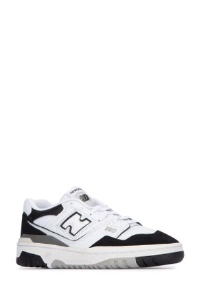 New Balance Leather and Suede Colorblock Sneaker - White