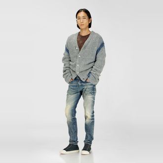 Diesel Alpaca-blend cardigan with spray-dyed seams - Knitwear - Man - Grey