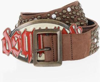 Dsquared2 Leather Belt Embellished with Studs and Crystals with Double size 95