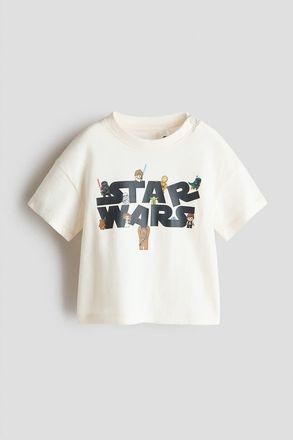 H&M Printed Cotton T-shirt in White/star Wars at Nordstrom, Size 12M