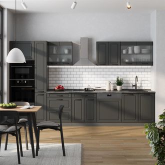 Vicco Cucina Completa R-line, Casa Di Campagna Antracite/antracite, 350 Cm, Pl Rovere