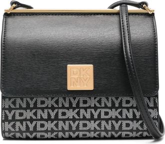 DKNY Casual Zwarte Leren Crossbody Tas - Dames - Schoudertassen - Zwart - ONE Size - Leer - Tassen