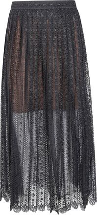 Self Portrait Black Organza Lace Midi Skirt