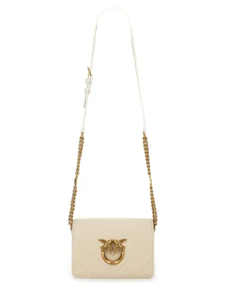Pinko Womens Click Mini Love Bag Ivory Leather Shoulder