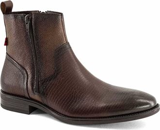 Andrea Mens Leather Side Zipper Booties In Dark Brown