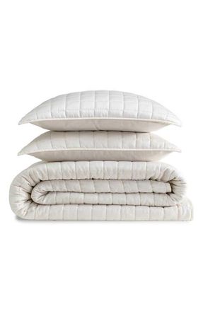 Calvin Klein Signature Quilted Comforter & Shams Set in Light Beige at Nordstrom, Size Full/queen