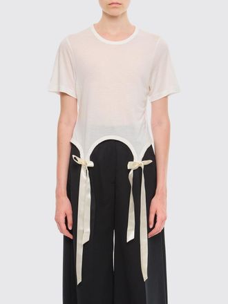 Simone Rocha T-shirt trasparente in lyocell con ricami e fiocco