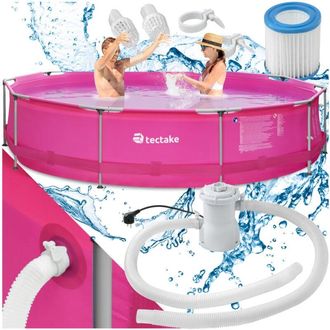 TecTake Tectake - Piscina rotonda con telaio in acciaio e pompa filtraggio ø 360 x 76 cm - piscina gonfiabile, piscina rotonda, piscina interrata