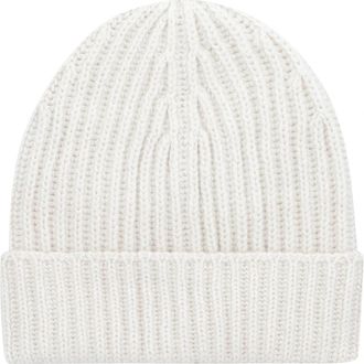 Malo Kasjmier Ribgebreide Beanie Muts - Heren - Hoeden - Beige - ONE Size - Kasjmier - Accessoires