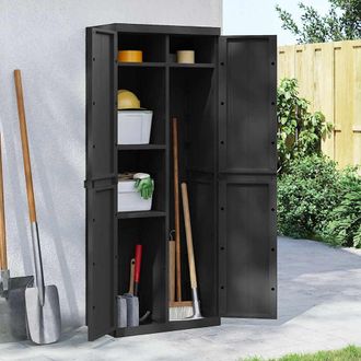 vidaXL Armario De Almacenaje Exterior Pp Negro 65x37x165 Cm Vidaxl