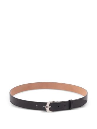 Fendi Black Textured Logo Belt