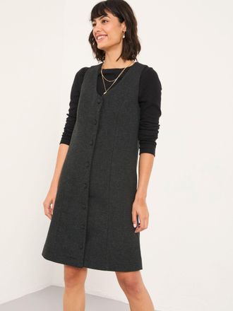 Fat Face FatFace Binny Charcoal Grey Regular Tweed Pinny Mini Dress