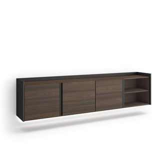 Skraut Home Mueble tv efecto madera roble oscuro y negro 207x35x50cm colgado