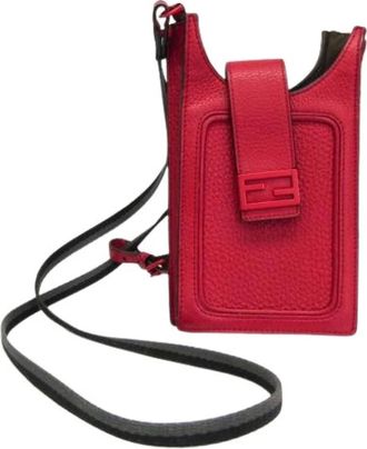 Fendi Pre-owned Cross Body Bags, female, Red, Size: ONE SIZE Pre-owned Smartphone shoulder bag