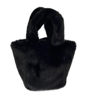 Generic Womens Plush Bags Handbag Womens Autumn Winter Sensation Pure Color Plu Handheld Bag Neutral Sle Magneti(Black)