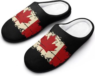 Generic Vintage Canada Flag Mens House Slippers Memory Foam Washable Cotton Slip on Home Shoes