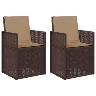vidaXL Sillas De Comedor De Jard&iacute;n 2 Pcs Marr&oacute;n Y Topo Pp Vidaxl