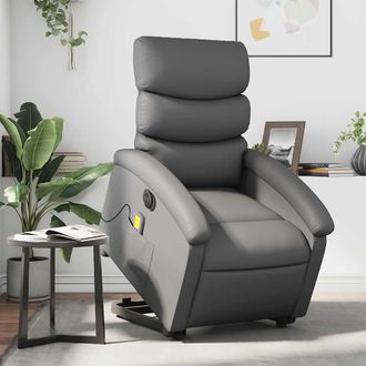 vidaXL Vidaxl - Sill&oacute;n De Masaje Elevable El&eacute;ctrico Cuero Sint&eacute;tico Gris