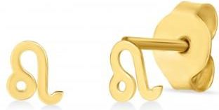 Allurez Leo Zodiac Stud Earrings 14K Yellow Gold