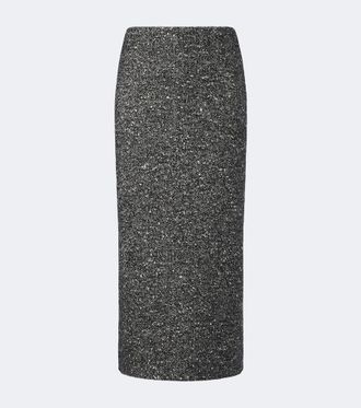 Valentino Chevron wool-blend boucl&eacute; pencil skirt