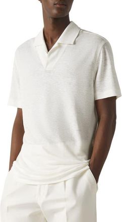 Ermenegildo Zegna Lino Polo Shirt in White at Nordstrom, Size 50