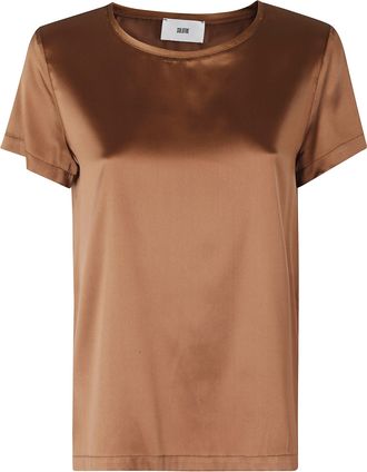 SOLOTRE Silk Crew-Neck Short-Sleeve Silk T-Shirt