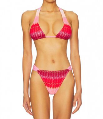 PQ Swim Fanned Bottom & Eleanor Halter Top Set In Scarlet