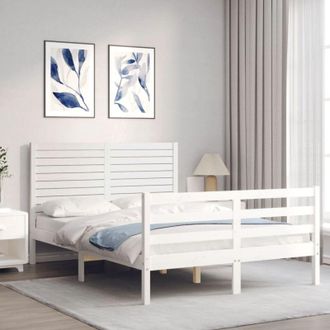 vidaXL Bed Frame without Mattress White 120x200 cm Solid Wood Vidaxl