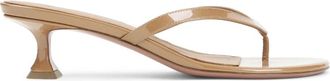 Amina Muaddi Schoenen, Dames, Beige, 39 EU, Leer, Juliette Tongsandalen