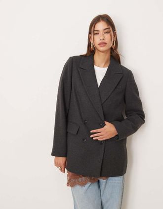 Nobody's Child Blazer doppiopetto in lana grigio