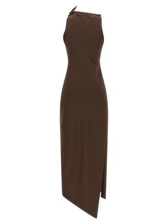 Coperni Asymmetrical Knot-Detail Dress - Brown