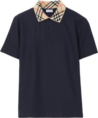 Burberry Check-collar Cotton Polo Shirt