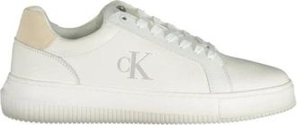 Calvin Klein Witte Leren Platform Sneakers - Heren - Sneakers - Wit - 40 EU - Polyester - Schoenen