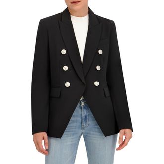 Ookie & Lala Double Breasted Blazer in Black/Silver at Nordstrom Rack, Size X-Large
