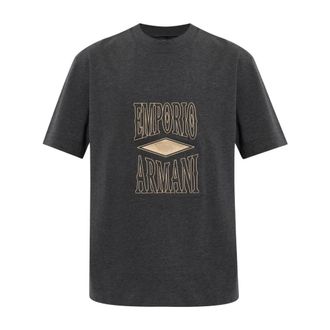 Emporio Armani T-shirt met geborduurd logo - Heren - T-shirts - Grijs - XL - Katoen - Tops