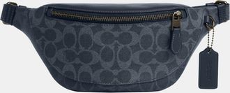 Coach Mens Warren Mini Belt Bag in Signature Canvas Blocking - Dark Blue - One Size