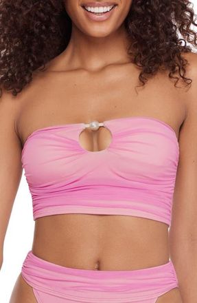 Steve Madden Faux Pearl Keyhole Strapless Bikini Top in Orchid at Nordstrom, Size X-Small