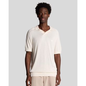 Lyle & Scott Heren Lyle And Scott gebreid poloshirt met naaduiteinden in wit