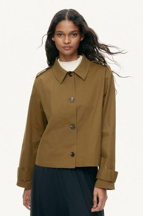 H&M Trench-look cotton jacket in Dark Khaki Green at Nordstrom, Size Xx-Large