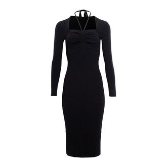 Karl Lagerfeld Zwarte Gebreide Jurk met Cut-Outs - Dames - Casual kleedjes - Zwart - XS - Kleedjes