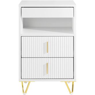 SoBuy SoBuy FBT168-W Comodino, Comodino con 3 cassetti e ripiano, Tavolino moderno per camera da letto e soggiorno, Bianco L40 x P40 x A63 cm