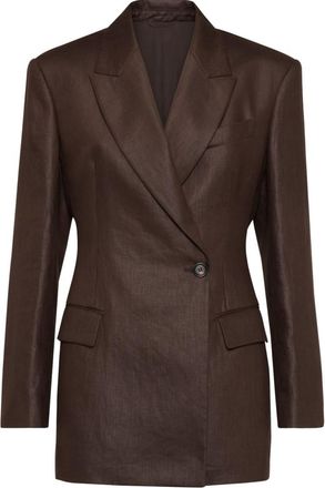 Brunello Cucinelli Dark Brown Shiny Linen Blazer