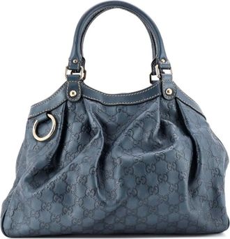 Gucci Sukey Guccissima medium leren shopper - Blauw