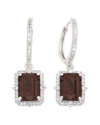 Suzy Levian Silver 0.02 Ct. Tw. Diamond & Gemstone Halo Dangling Earring