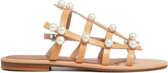 Elina Linardaki Dune strappy sandals - women - Leather/Rubber/Leather/Faux Pearl - 36 - Neutrals