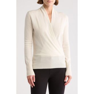 Sofiacashmere Cashmere Faux Wrap Sweater in Ivory at Nordstrom Rack, Size X-Small