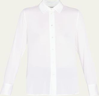 Vince Slim-Fit Long-Sleeve Stretch-Silk Blouse
