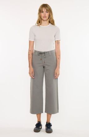 Kancan Lana High Rise Crop Wide Leg Pants in Olive at Nordstrom, Size 26