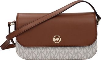 Michael Kors Bruine Stoffen Crossbody Tas met Logo - Dames - Schoudertassen - Bruin - ONE Size - Tassen
