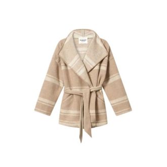 Isabel Marant Jas met ceintuur en brede revers - Dames - Truien - Beige - Maat: 2XS